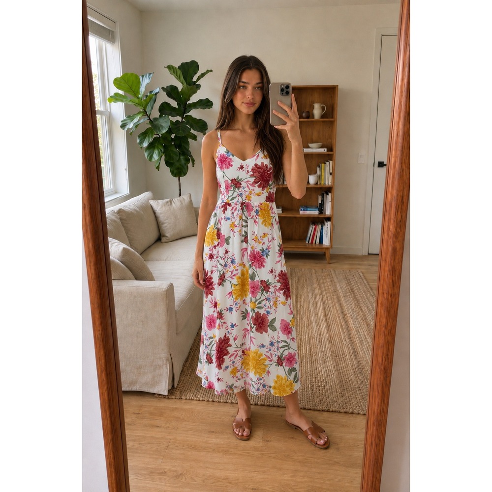 Old Navy Floral Cami Sundress S Smocked Cottage Boho Romantic Summer Garden